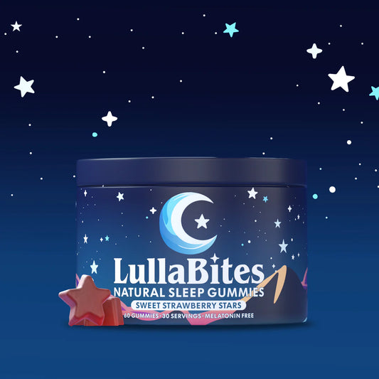 LullaBites Natural Sleep Gummies - 30 Servings -Sweet Strawberry Stars (Melatonin Free)